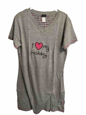 Rampage Women's My Husband Sleep Shirt, Gray, Medium