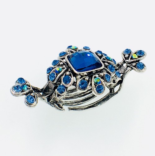 USA Vintage Haarkralle Clip Kiefer Haarnadel Verwendung SWAROVSKI Kristall Elegant Blau 3-2 - Bild 5 von 11