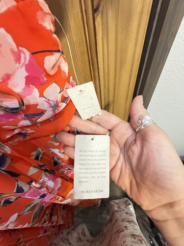 ELIZA J Orange Pink Floral Print High Low Chiffon Maxi Skirt Midi Dress 16W NWT - Picture 5 of 6