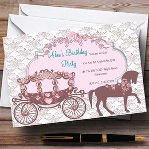 Cheval Et Transport Chic Princesse Theme Personnalise Fete D Anniversaire Invitations Ebay