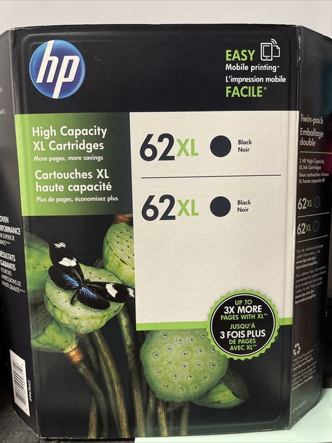 HP 62XL High Yield Black Ink Cartridges 2-Pack (J3P42BN) for sale online | eBay