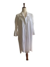 Halston Dress White Cotton Buttondown Perfect For Day With The Girls, Large