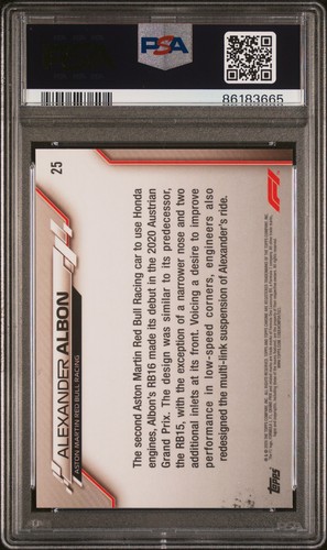 2020 Topps Chrome Formula 1 Sapphire - Alexander Albon Rookie Card #25 PSA 8 - Picture 2 of 2