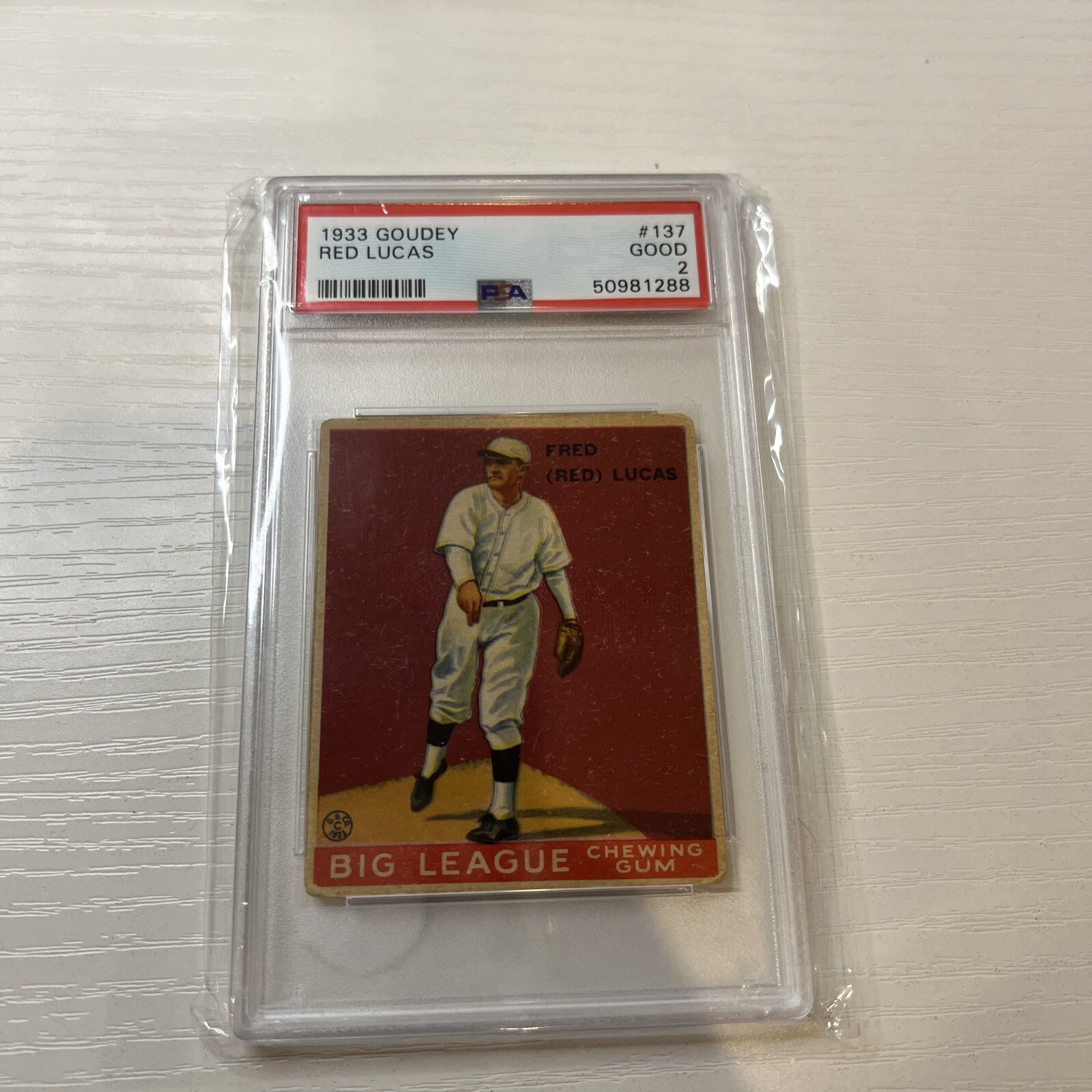 1933 GOUDEY Set Break #137 RED LUCAS - PSA 2