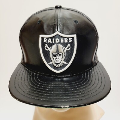 Faux Leather Leather Snapback New Era OG Shield Logo Black Raiders