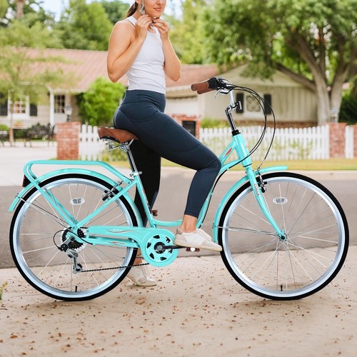ZUKKA Beach Cruiser Bike 26 inch Low Step-Through Bike Elegant Ladies Bike Green - Picture 7 of 7