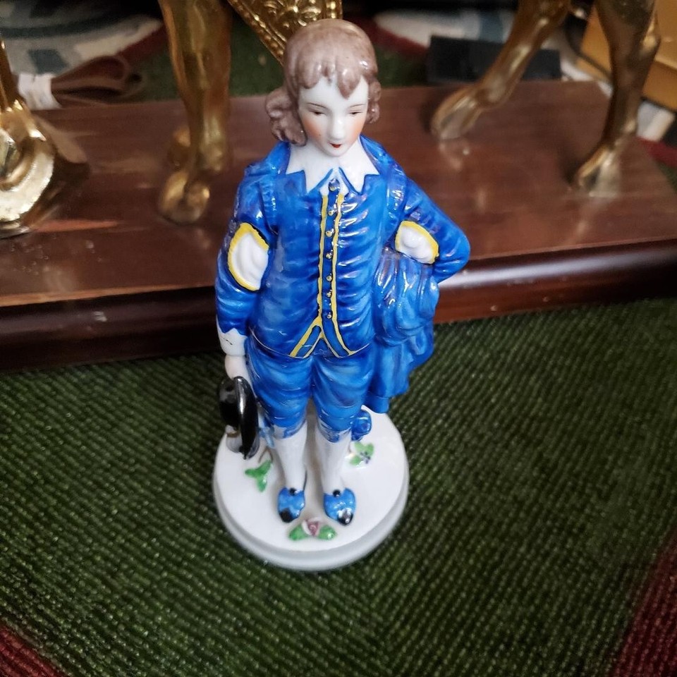 Vintage Maruyama Porcelain Blue Boy figurine Made in Occupied Japan 6.
