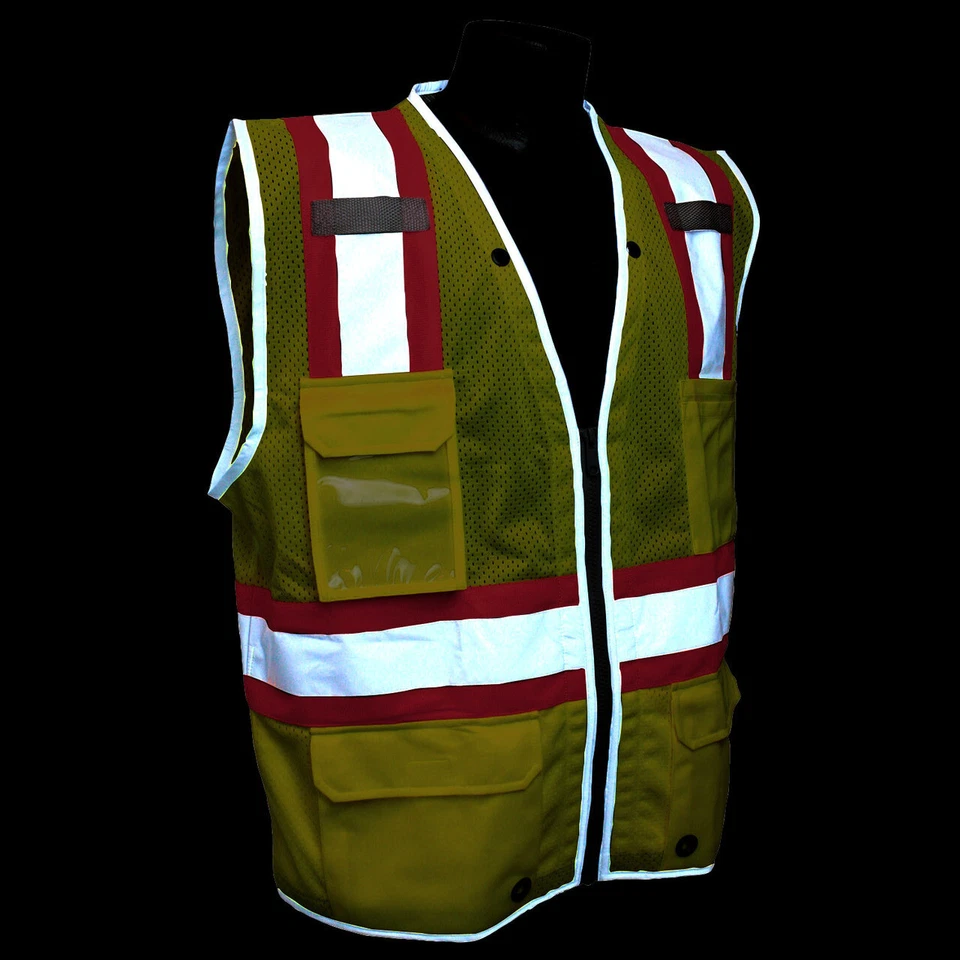 HIGH VISIBILITY HI VIS REFLECTIVE ANSI CLASS 2 SURVEYORS ROAD WORK SAFETY VEST - Image 4 of 4