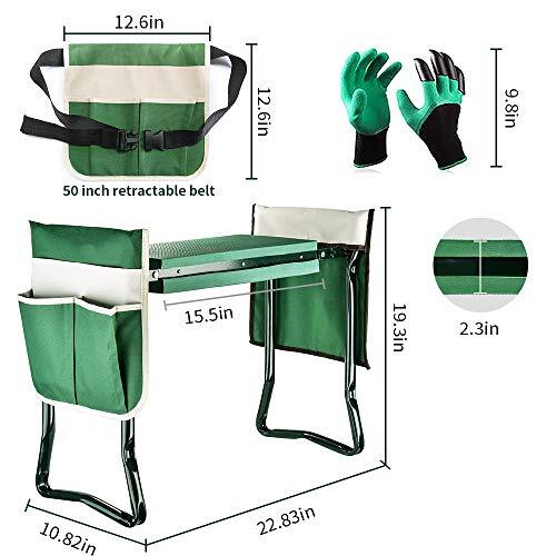 Arrodillador de jardín y taburete de asiento banco plegable de jardín de alta resistencia con desmontable grande - Imagen 7 de 7
