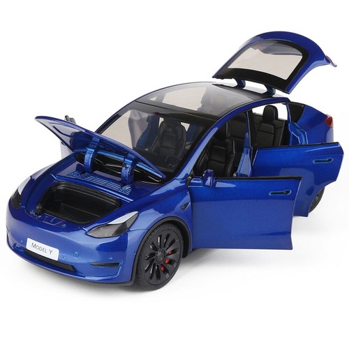 1:24 Tesla Model Y Modellauto Die Cast Spielzeug Kinder Sammlung Geschenke Blau - Picture 3 of 17