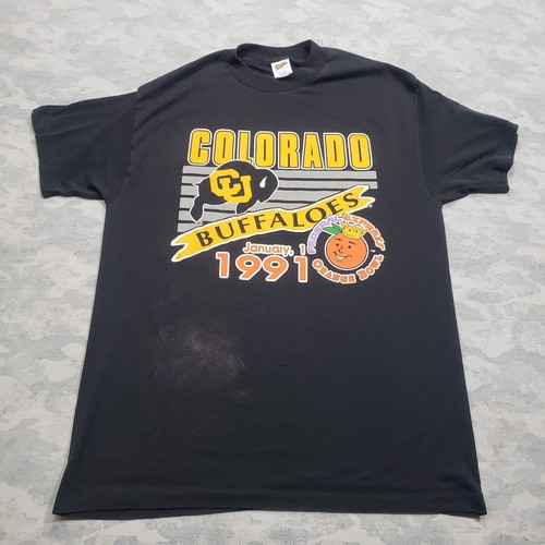 Vintage Colorado Buffaloes Shirt Mens XL Black Orange Bowl Single Stitch USA