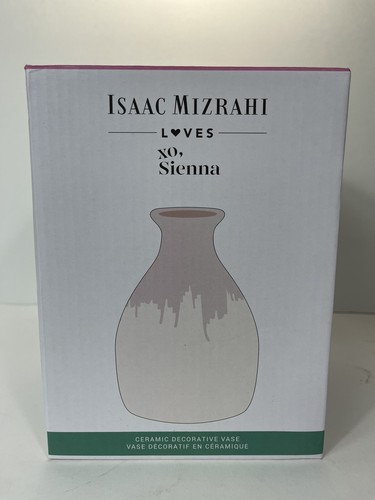 ISAAC MIZRAHI LOVES XO SIENNA VASE Ceramic Decorative Vase Soft Pink Beige Cream - Picture 4 of 12