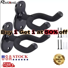 2 Universal Guitar Hangers Wall Mount Adjustable Hook Holder Instrument Display