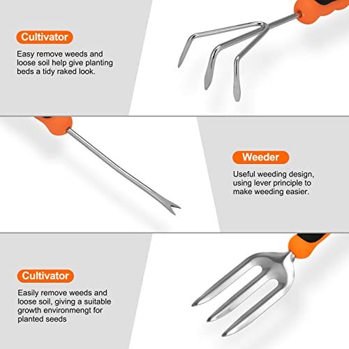 Garden Tool Set, Stainless Steel Heavy Duty Gardening Tool Set, with Orange - Bild 3 von 7