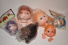 lot of 6 Mix Size Vintage Mitzy Doll Heads Hands Yarn Hair Craft Darice Westrim