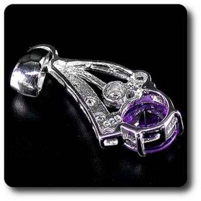 Pendentif Améthyste En Argent 925 Et Or Blanc 14K - Pierre Minérale, Bijou France
