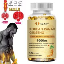 Korean Red Panax Ginseng 1600mg 120 Capsules - Extra Strength NON-GMO No Fillers