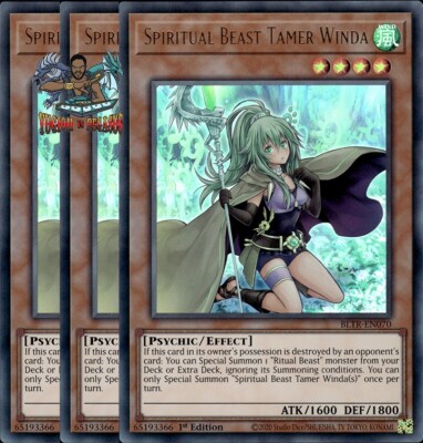 Yugioh! 3x Spiritual Beast Tamer Winda BLTR-EN070 Ultra Rare 1st Ed NM