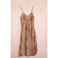 Secret Treasures Silky Gold Black Animal Print Slip dress/Nightgown Size Medium