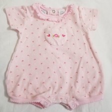 Girls Baby You're It Size 3-6 M Pink Floral 1-Pc Romper Vintage S/S Ruffle