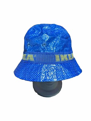 IKEA Bucket Hat Rain Fisherman Blue Wide Brim Cap Logo Limited