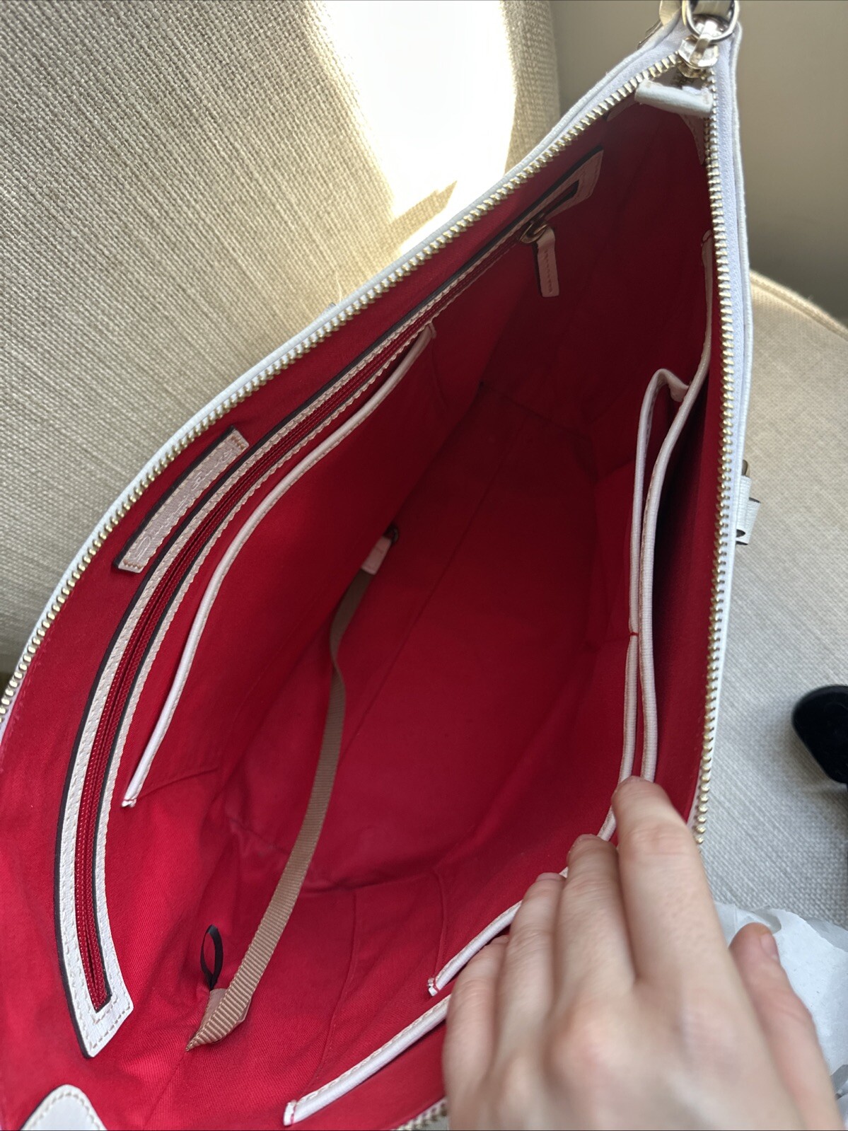 Dooney Bourke Solid White Pebble Grain Leather La… - image 4