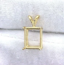 14Kt Yellow Gold 8x6 8mm x 6mm Emerald Casted Gemstone Gem Pendant Mounting 