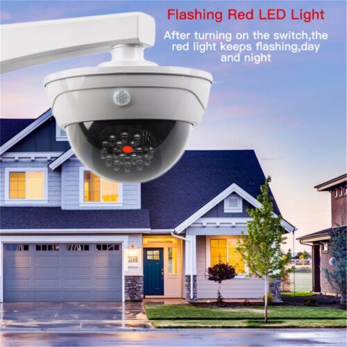 Solar Powered Security Camera Flashing With LED Motion Sensor Detection Light