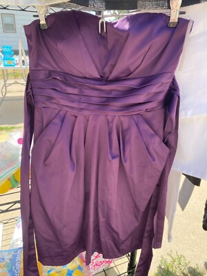 Purple Mini Dress With Pockets Satin, Zip, Snap Sz 7, Juniors Dance Prom Party