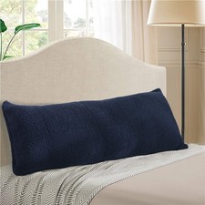 Sherpa Body Pillow Cover 21"x54", Zipper Closure Navy