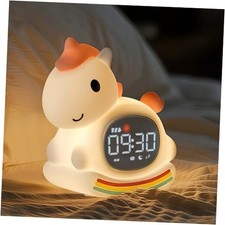 Cute Alarm Clock for Kids with Night Light, Sleep Training Clock Pink Pony