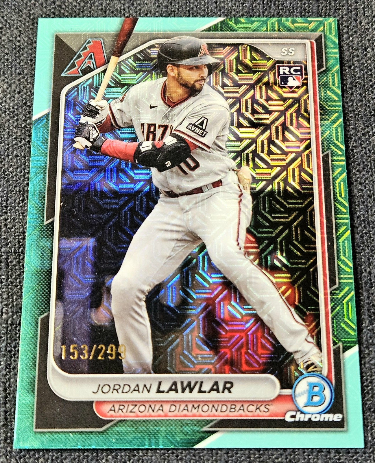2024 Bowman Chrome Aqua /299 Mojo Refractor Jordan Lawlar Rookie RC #55