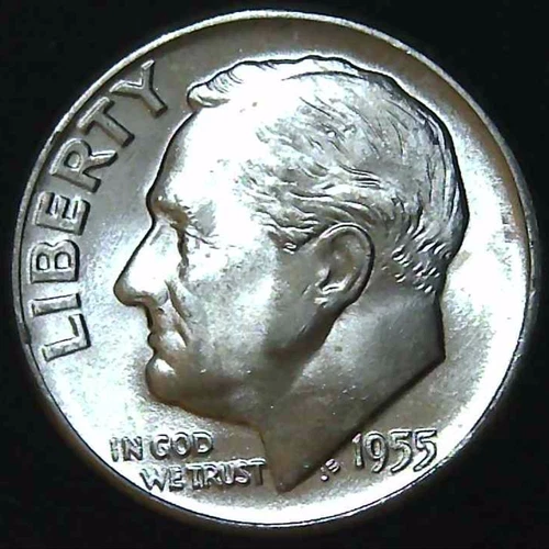 1955-P 10C Roosevelt Dime BU 90% Silver 26owt0302-2