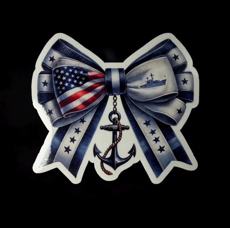 Navy Bow Sticker/Navy/Anchor