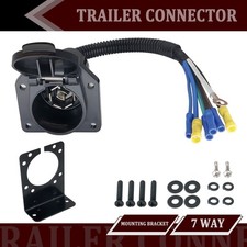 7-way Rv Blade Trailer Tow Towing Connector 7 Pin Socket Wiring Mounting Bracket