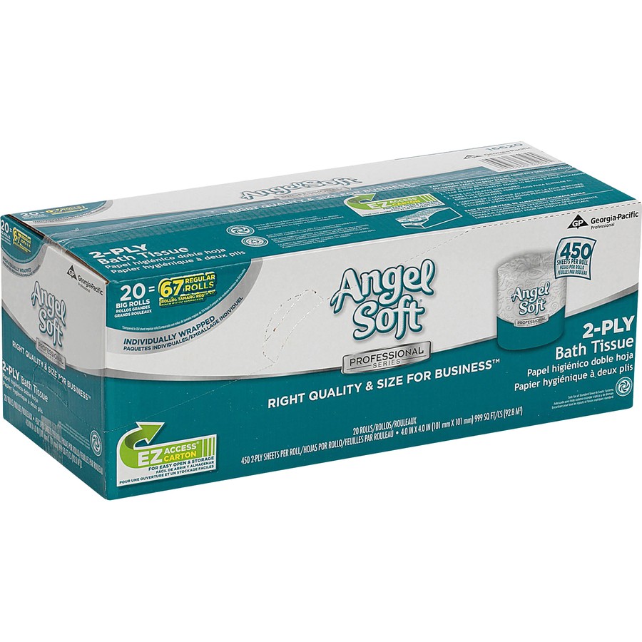 Angel Soft Ps Bathroom Tissue - 2 Ply - 450 Sheets/roll - 20 / Carton - 4" X
