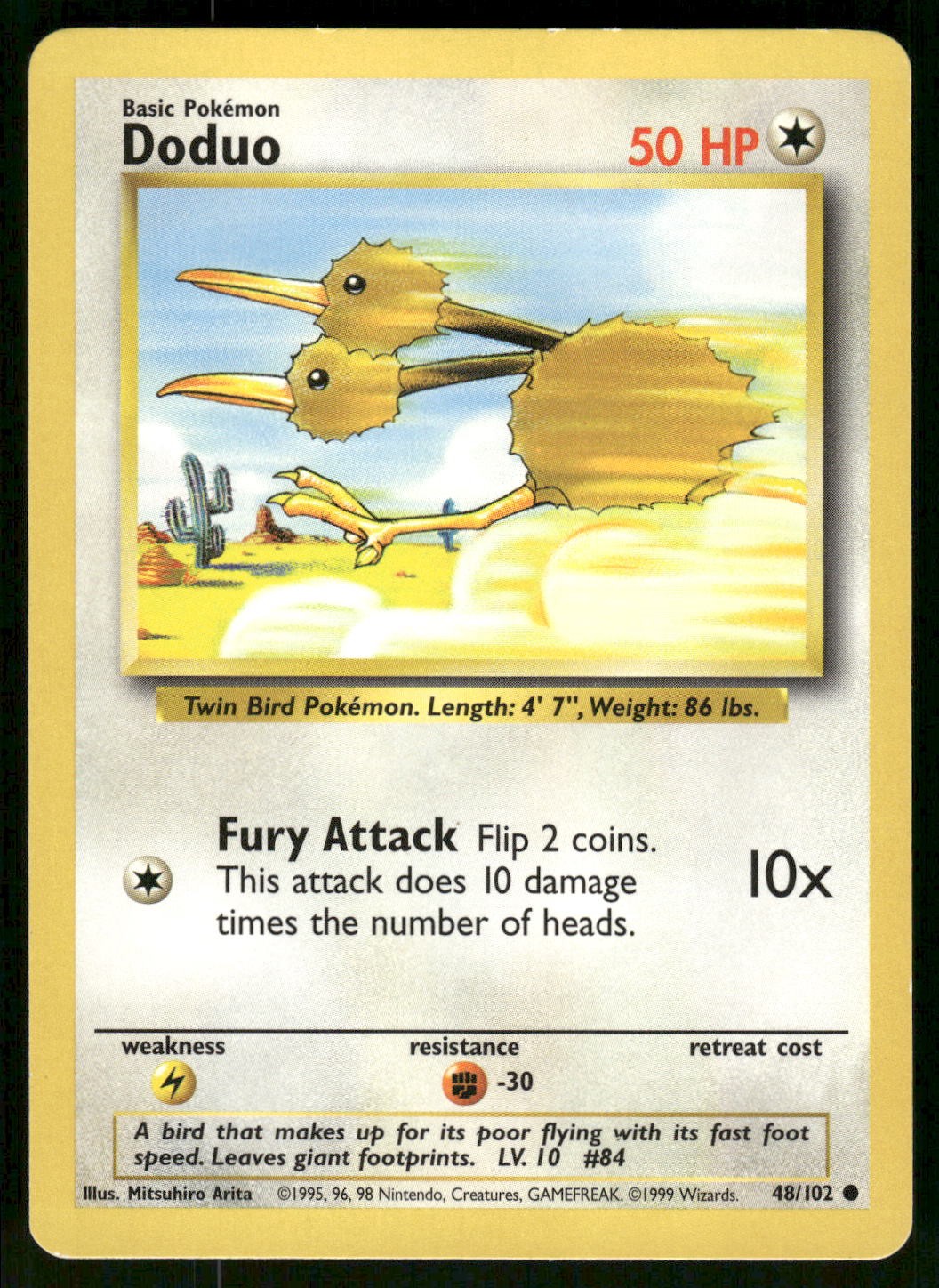 1999 Moderately Played Pokemon Doduo 48/102 Base Set English