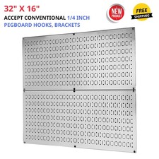 2pcs Horizontal Metal Pegboard Racks 32"x16" Wall Board Tool Organization Panels