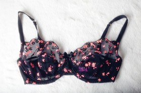 Agent Provocateur L'Agent 36DD Clementina Unlined Sheer Mesh Bra Embroidered