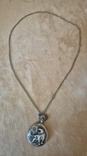 Vintage Tiger Necklace Pocket Watch Chinese Zodiac Bronze Chain Pendant