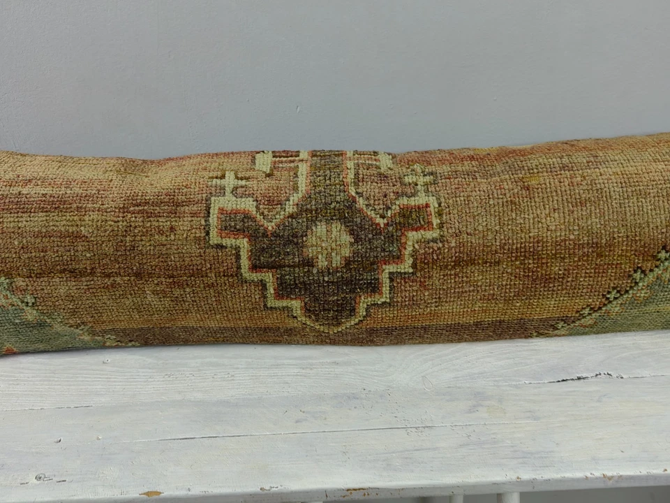 12x48 Turkish Kilim Pillow Cover - Long Lumbar Throw - Vintage Boho Cushion - Image 3 of 4