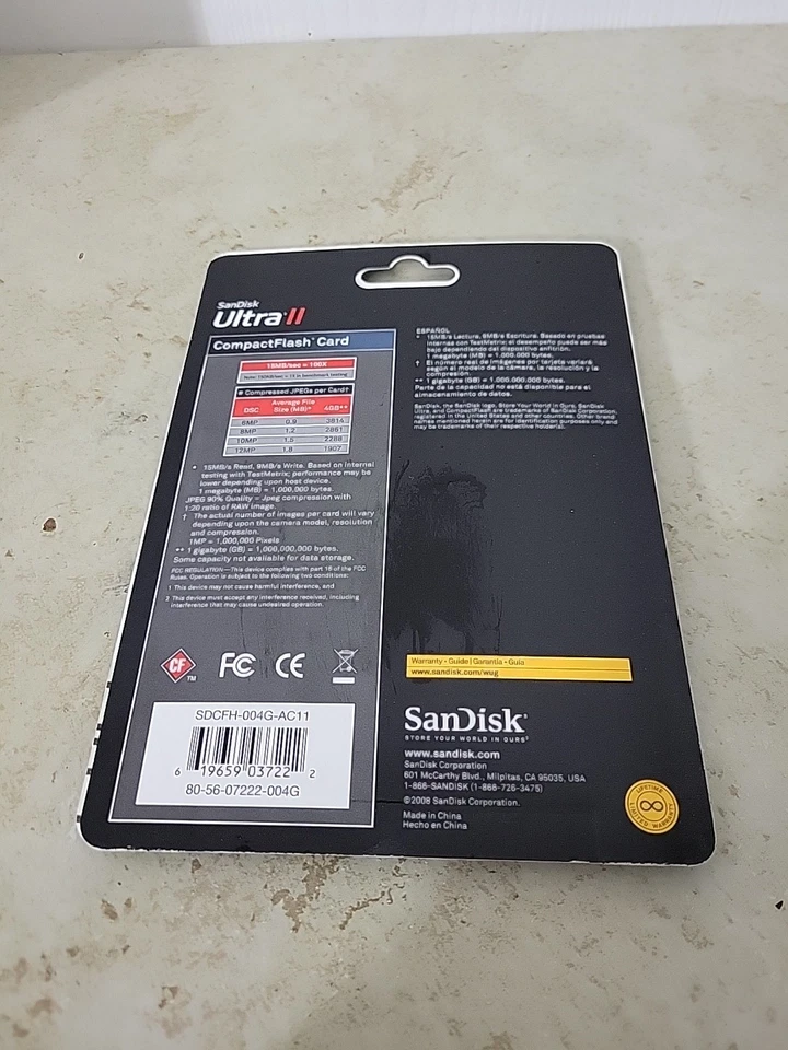 Sandisk Ultra 2 4Gb 15mb/s CompactFlash CF Card (SDCFH-004G-AW11) - Image 3 of 3