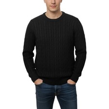 Mens Cable Knit Sweatshirt Jumper Crew Neck Pullover Cotton Winter Warm Top
