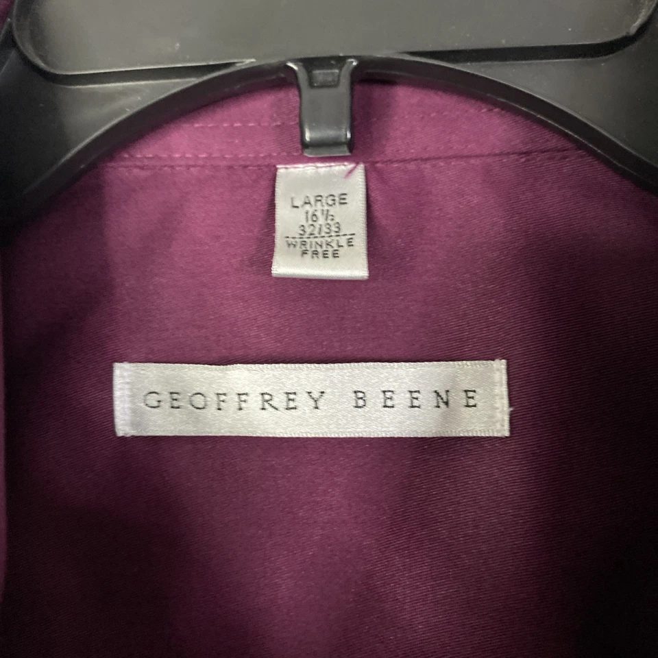 Camisa de Vestir Geoffrey Beene Borgoña Satén Para Hombre Grande 16 1/2 34/35 25x32 Nueva Con Etiquetas Foto 3 de 4