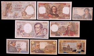 8x Banknotes from France 1939 to 1990 (PK6) BL Z