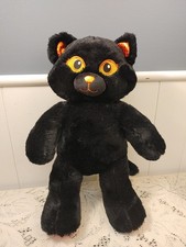 Build A Bear Midnight Sparkle Black Orange Stuffed Cat Plush for Halloween