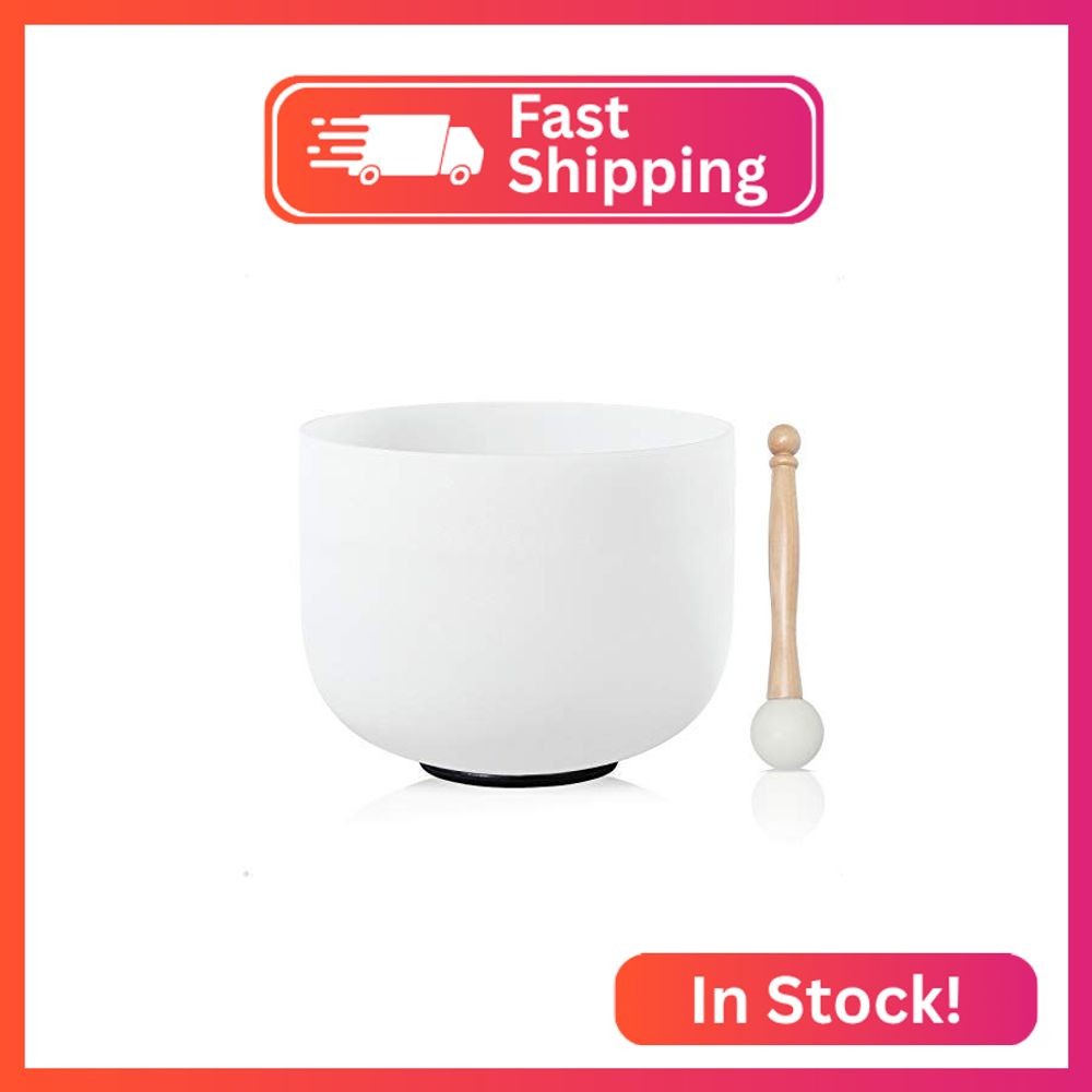 Lycrystal 11 Inch C Note Root Chakra Frosted Quartz Crystal Singing Bowl