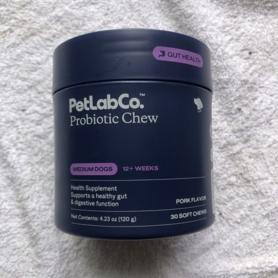 PetLab Co. Dog Probiotic Chews for Medium Dogs, Pork Flavor, 30 Soft Chews
