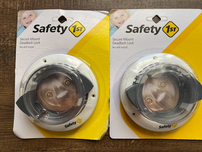 2 - Child Safety Secure Mount Deadbolt Lock  White  Safety 1st No Drill  Sealed