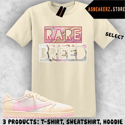 Tee Shirt Matching Travis Scott AJ 1 Low Shy Pink To Match Sneaker Rare Breed 1s